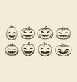halloween symbol set of funny pumpkins sketch vector image vector image