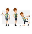 cartoon flat hipster boy character set vector image