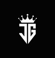 jg logo monogram emblem style with crown shape vector image