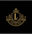 luxury golden badge emblem royal lion king vector image vector image