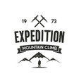 mountain expedition label with climbing symbols vector image vector image