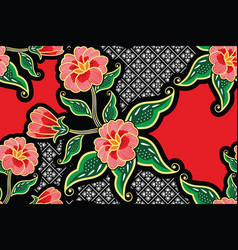 Seamless pattern with floral indonesian batik Vector Image