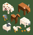 3d low poly animals isometric farm vector image vector image