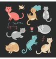 funny cats on black background vector image