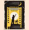 open air cinema vintage poster design vector image