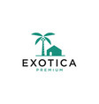 tropical house with palm tree logo vector image vector image