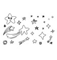 hand drawn stars set star doodles collection vector image