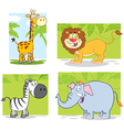 jungle animals with background collection set vector image