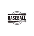 vintage baseball logo with wooden bat icon vector image