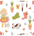 gardener spring season nature garden girl work vector image
