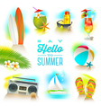 set of summer and beach vacations elements vector image