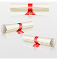 set scrolls with red ribbon vector image