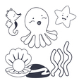 sea characters coloring book vector image