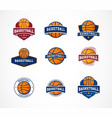 basketball logo emblem icons collections vector image vector image