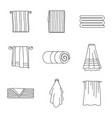 towel hanging spa bath icons set outline style vector image