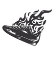 hot running shoe fire logo silhouette run club vector image