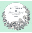 beautiful round frame with roses and bird in vinta vector image vector image