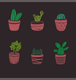 hand drawn cactus set vector image vector image
