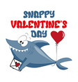 snappy valentines day - funny shark vector image vector image