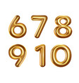 golden number balloons 6 to 10 vector image