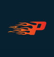letter p flame logo speed design concept vector image vector image