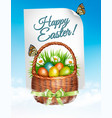 spring easter background eggs in basket vector image