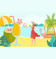 vacation hot tropical country woman character vector image vector image