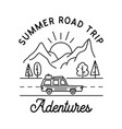 camping line art logo design vintage adventure vector image