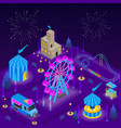 amusement park card poster concept 3d isometric vector image
