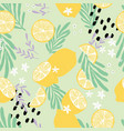 fruit seamless pattern lemons with tropical leaves vector image vector image