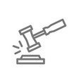 simple judge or auction hammer line icon symbol vector image