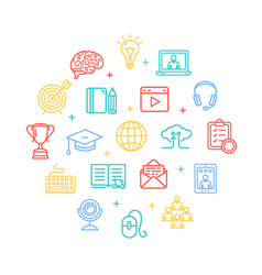 symbol of education online color round design vector image