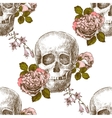 seamless pattern skull with flowers vector image