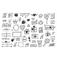 set of romantic cute icon in doodle design vector image