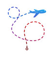 airplane logo on the color of the flight route vector image vector image