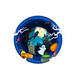 halloween paper cut landscape and ghost characters vector image