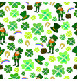 seamless st patrick s day green leprechaun vector image