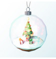 christmas greeting card with low poly vector image