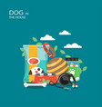 dog in the house flat style design vector image vector image