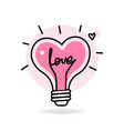 electric lamp with form of a heart and word love vector image vector image