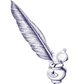 inkwell and quill pen vector image