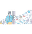 ski resort - modern colorful line design style vector image
