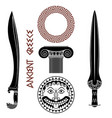 ancient greece set shield with gorgon medusa head vector image