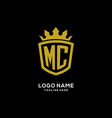 initial mc logo shield crown style luxury elegant vector image