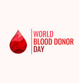 world blood donor day - red paper cut drop vector image