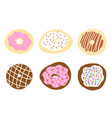 donuts set in cartoon flat style vector image vector image