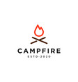 campfire wood and flame simple line logo icon vector image
