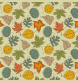 seamless pattern with autumn leaves line vector image vector image