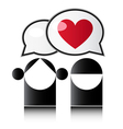 two people with red heart vector image vector image