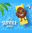 coconut lying on mattress over water vector image